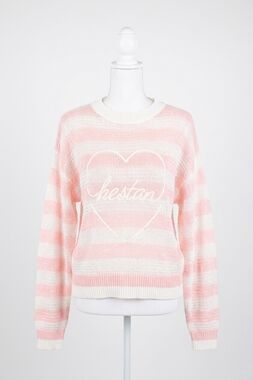NEW KESTAN sweetheart society striped sweater in pink